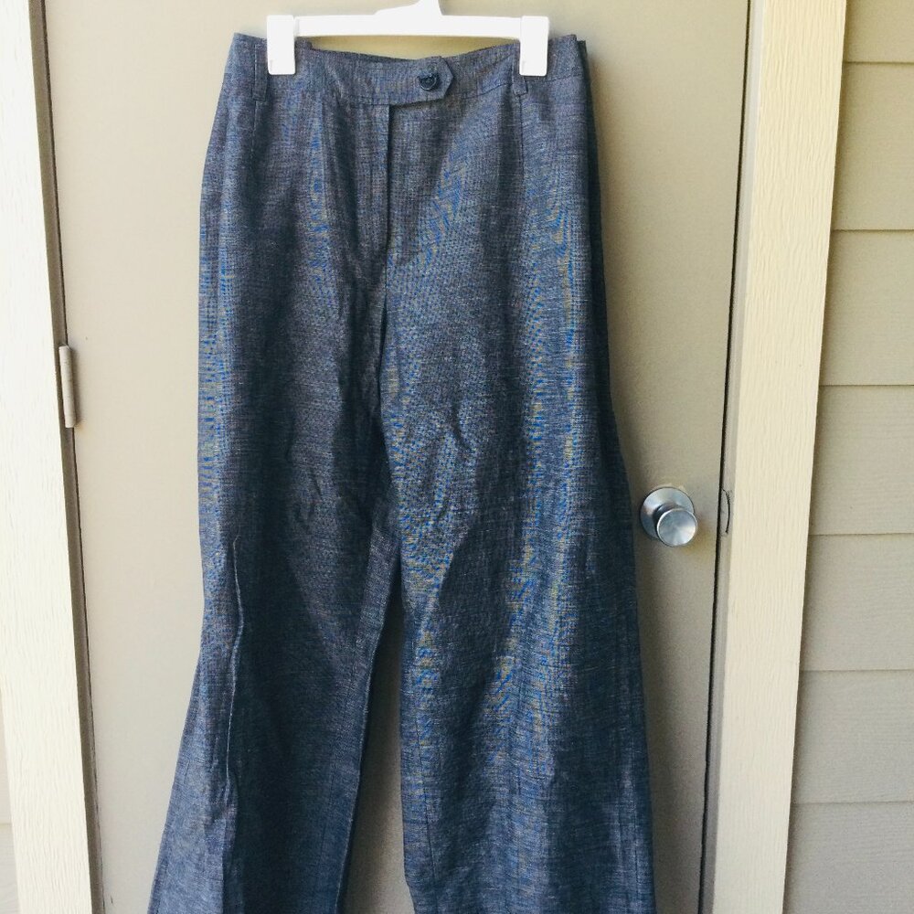 Women’s 22W Gray Linen Twill Wide-Leg Pants – 32" Inseam, Dry Clean Only